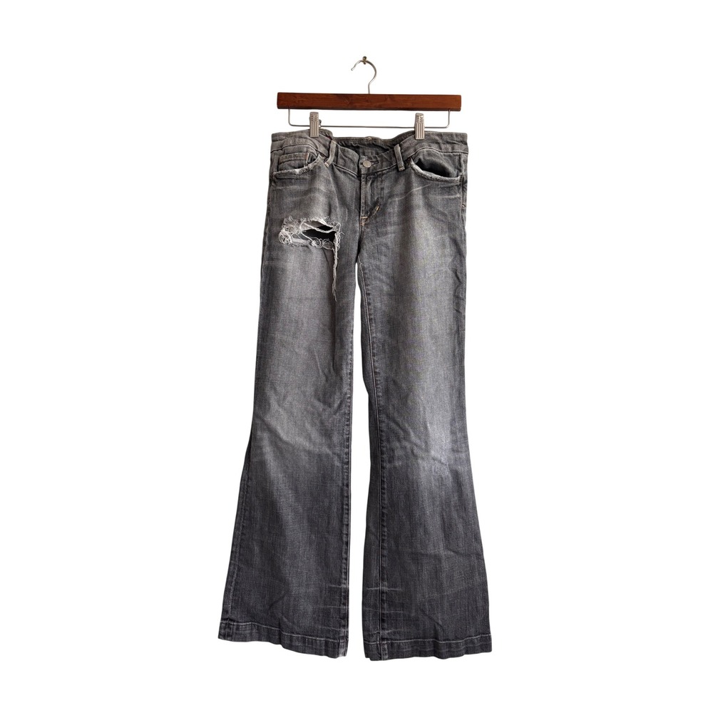 Citizens of Humanity Faye Low Waist Full Leg Distressed Grey Jeans 30 275-088